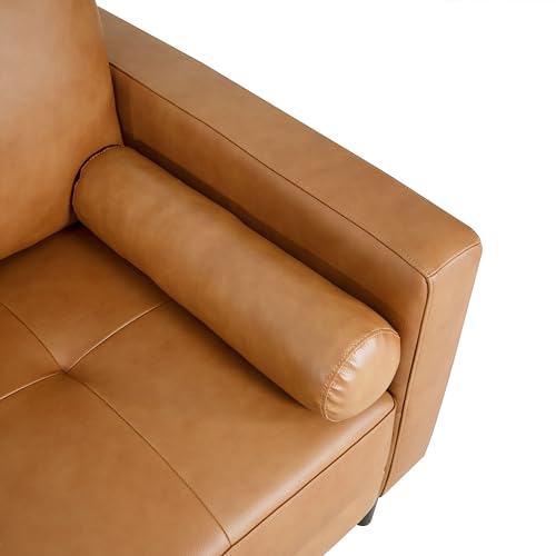 Naomi Home Genuine Leather Upholstered Sofa Set - Revel in Exquisite Leather Opulence - Unparalleled Luxury Mid-Century Leather Chair/Loveseat Tan
