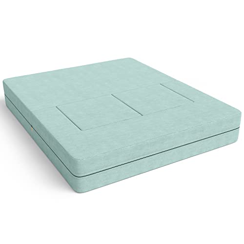 Jaxx Zipline Convertible Sleeper Loveseat & Ottomans, Textured Microvelvet - Caribbean