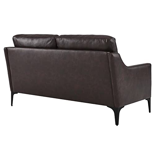 Modway Corland Upholstered Leather, Loveseat, Brown