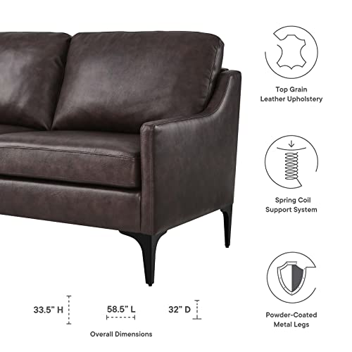 Modway Corland Upholstered Leather, Loveseat, Brown
