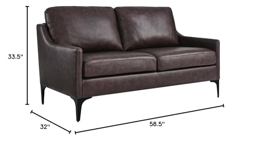 Modway Corland Upholstered Leather, Loveseat, Brown