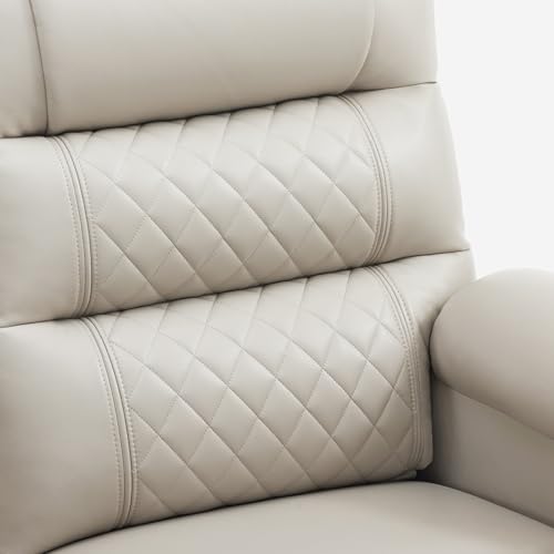 MCombo Power Loveseat Recliner, Electric Reclining Loveseat Sofa with Heat and Vibration, Cup Holders, USB Charge Port, Faux Leather Reclining Sofa for Living Room PR622 (Light Grey)