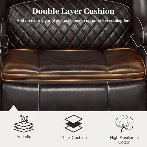 Yolsali Loveseat Recliner Sofa Set with 2-Tier Cushion, 2+1 Pieces in Living Room, 2 Seater Reclining Loveseat Leather with Removable Console, 1 Oversize Recliner Chair Sofa Seat