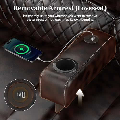 Yolsali Loveseat Recliner Sofa Set with 2-Tier Cushion, 2+1 Pieces in Living Room, 2 Seater Reclining Loveseat Leather with Removable Console, 1 Oversize Recliner Chair Sofa Seat