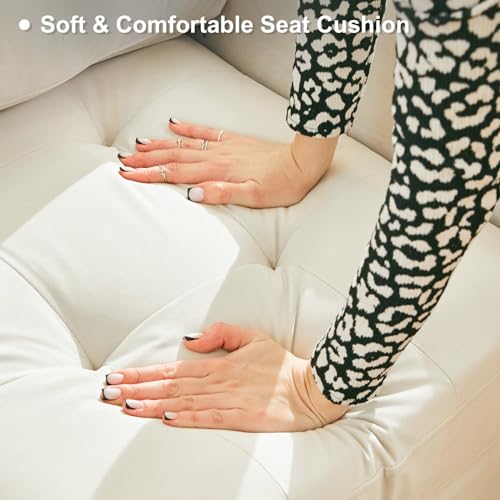 Belffin Modular Sectional Sleeper Sofa with Pull Out Couch Bed Modular Sleeper Loveseat Sectional Sofa Velvet Fabric for Living Room Apartment Beige