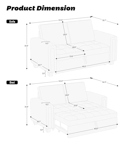 Belffin Modular Sectional Sleeper Sofa with Pull Out Couch Bed Modular Sleeper Loveseat Sectional Sofa Velvet Fabric for Living Room Apartment Beige