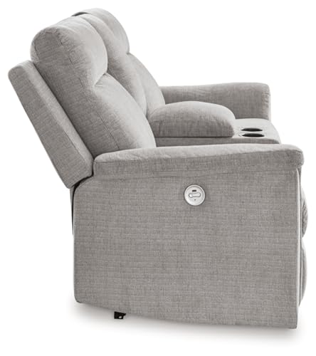 Signature Design by Ashley Barnsana Power Reclining Loveseat with Console, 75" W x 41" D x 40" H, Light Gray