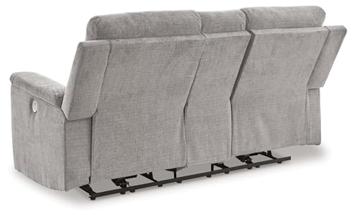 Signature Design by Ashley Barnsana Power Reclining Loveseat with Console, 75" W x 41" D x 40" H, Light Gray