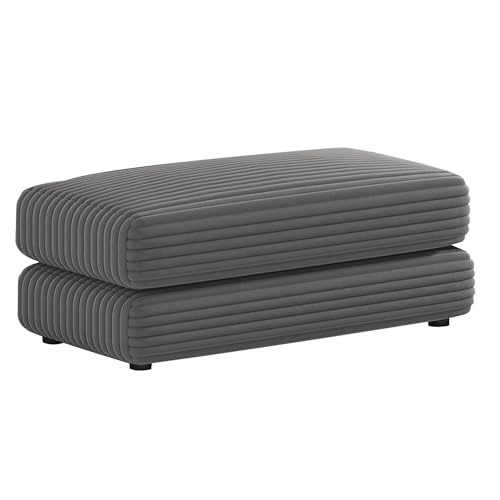 Yoglad Corduroy Fabric Modular Sectional Sofa,Cloud Loveseat,Comfy Deep Plush Couch with Ottomans and Toss Pillows,for Small Spaces, Living Room,Bedroom, Office(Grey)