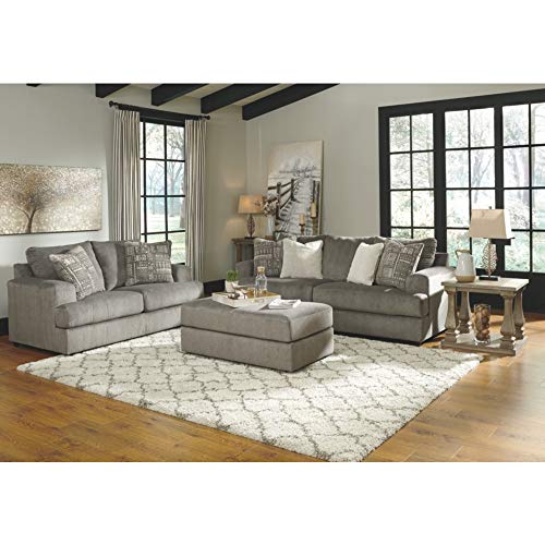 Signature Design by Ashley Soletren Contemporary Chenille Loveseat with 2 Accent Pillows, Gray