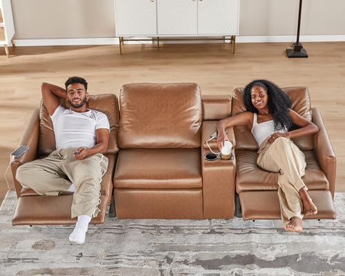 AMERLIFE Power Recliner, Reclining Sectional Sofa with Single Left Recliner, Loveseat Recliner Couch with USB Port, Leather Modular Sofa for Living Room