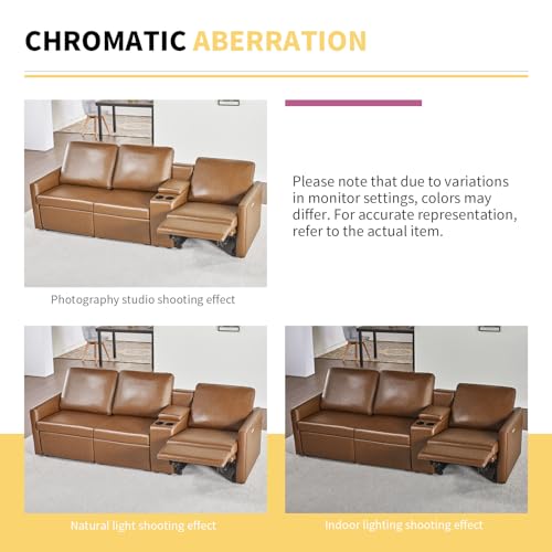 AMERLIFE Power Recliner, Reclining Sectional Sofa with Single Left Recliner, Loveseat Recliner Couch with USB Port, Leather Modular Sofa for Living Room