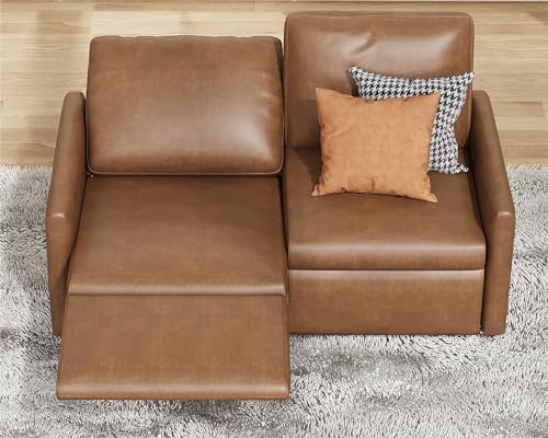 AMERLIFE Power Recliner, Reclining Sectional Sofa with Single Left Recliner, Loveseat Recliner Couch with USB Port, Leather Modular Sofa for Living Room