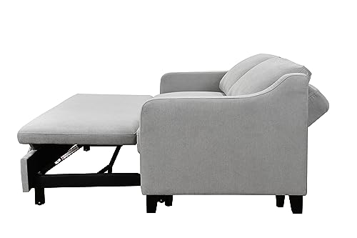 ZIGHTH 69-Inch Convertible Queen Size Sleeper Sofa Bed, Linen Loveseat Sofa Couch with Pull Out Bed and Adjustable Backrest for Living Room - Light Gray