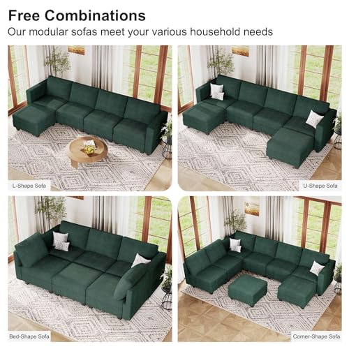 Belffin Corduroy Loveseat, Luxury Modular Love Seat with Storage, Modern Couch for Living Room, Green