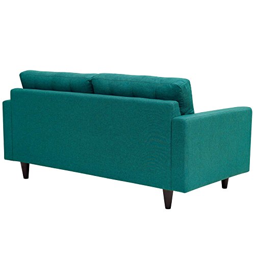Modway Empress Mid-Century Modern Upholstered Fabric, Loveseat, Teal