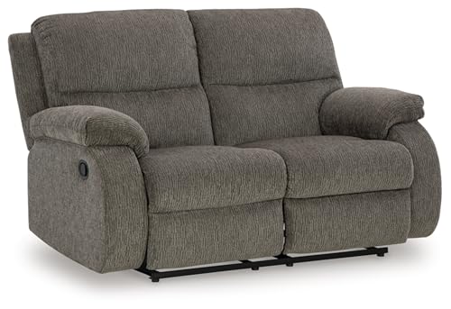 Signature Design by Ashley Scranto Contemporary Manual Reclining Loveseat, Gray