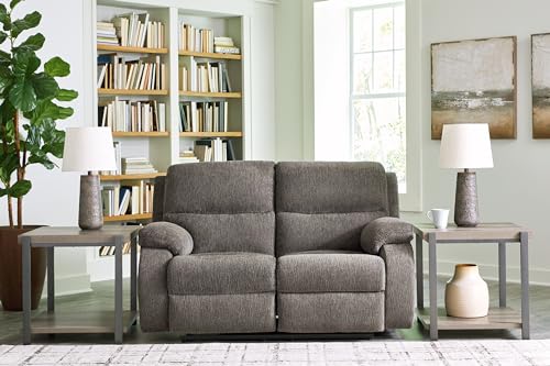 Signature Design by Ashley Scranto Contemporary Manual Reclining Loveseat, Gray