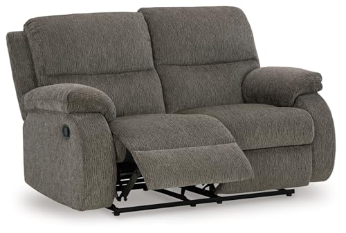 Signature Design by Ashley Scranto Contemporary Manual Reclining Loveseat, Gray