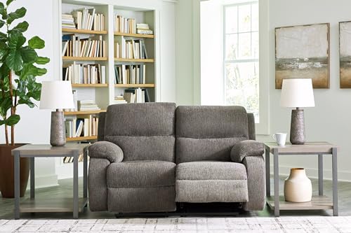 Signature Design by Ashley Scranto Contemporary Manual Reclining Loveseat, Gray
