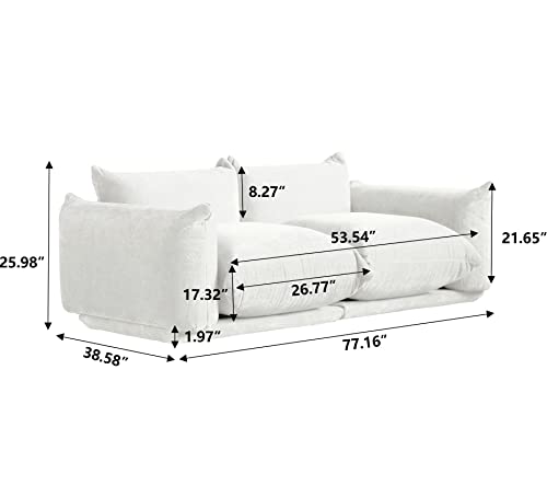 Sdorens Modern Chenille Loveseat, Mid-Century Chenille Upholstered Beige Sofa for Living Room Apartment Office (77.16 in/Beige)