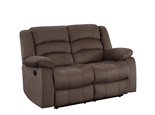 Blackjack Furniture Winthrop Microfiber, Modern Recliner Chair for Living Room and Home Theater, 60" L x 35" W x 40" H, Den Loveseat, Brown