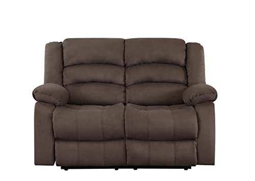 Blackjack Furniture Winthrop Microfiber, Modern Recliner Chair for Living Room and Home Theater, 60" L x 35" W x 40" H, Den Loveseat, Brown