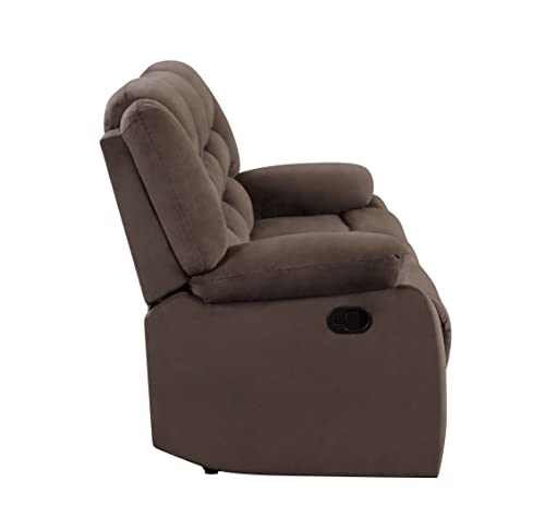 Blackjack Furniture Winthrop Microfiber, Modern Recliner Chair for Living Room and Home Theater, 60" L x 35" W x 40" H, Den Loveseat, Brown