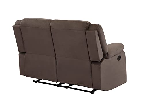 Blackjack Furniture Winthrop Microfiber, Modern Recliner Chair for Living Room and Home Theater, 60" L x 35" W x 40" H, Den Loveseat, Brown