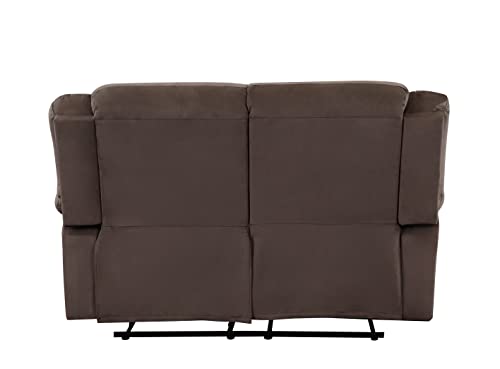 Blackjack Furniture Winthrop Microfiber, Modern Recliner Chair for Living Room and Home Theater, 60" L x 35" W x 40" H, Den Loveseat, Brown