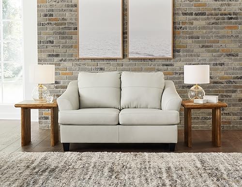 Signature Design by Ashley Genoa Modern Leather Match Loveseat, White