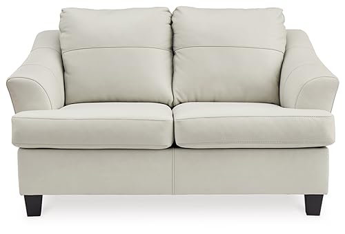 Signature Design by Ashley Genoa Modern Leather Match Loveseat, White