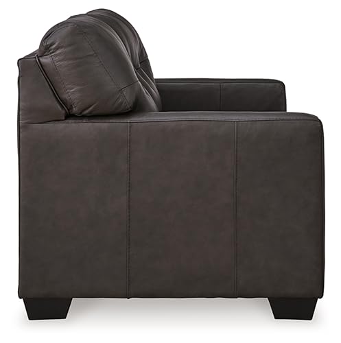 Signature Design by Ashley Belziani Modern Tufted Leather Match Loveseat, Black