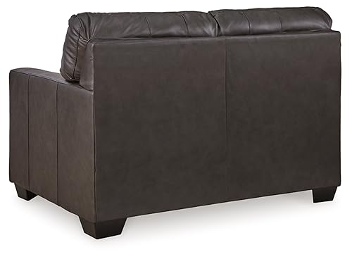 Signature Design by Ashley Belziani Modern Tufted Leather Match Loveseat, Black