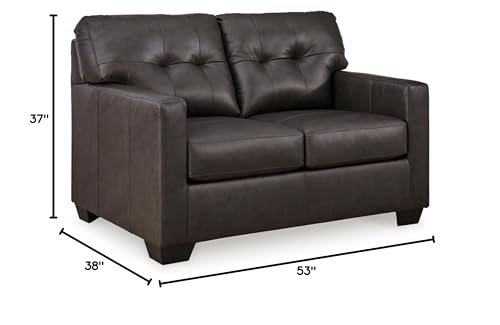 Signature Design by Ashley Belziani Modern Tufted Leather Match Loveseat, Black