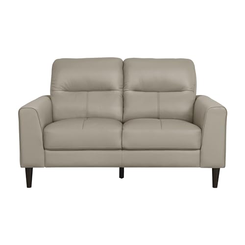 Lexicon Leather Loveseat Sofa, Modern Couch Sofa, Oversized Loveseat, Top Grain Leather Sofas for Living Room, Bedroom, Office, Apartment, Waiting Room, 2-Seater Loveseat, Latte