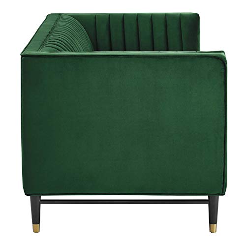 Modway Devote Channel Tufted Performance Velvet Loveseat in Emerald