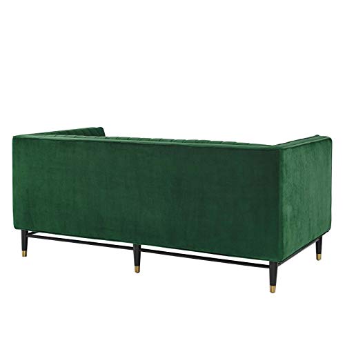 Modway Devote Channel Tufted Performance Velvet Loveseat in Emerald