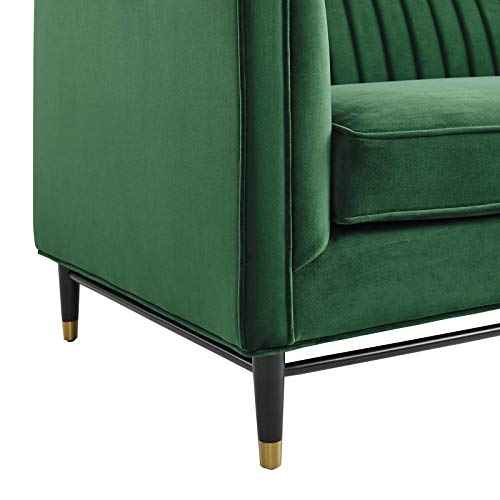 Modway Devote Channel Tufted Performance Velvet Loveseat in Emerald