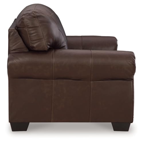 Signature Design by Ashley Colleton Classic Leather Match Loveseat with Nailheads, Dark Brown