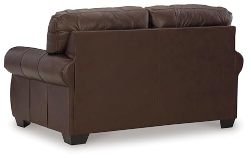 Signature Design by Ashley Colleton Classic Leather Match Loveseat with Nailheads, Dark Brown