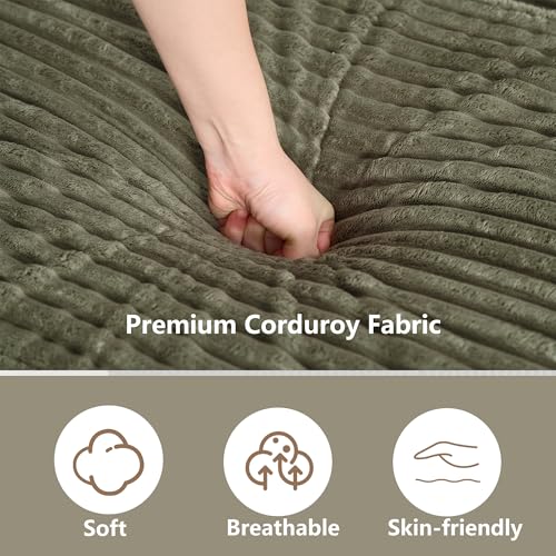 Tmsan 82.7" Modular Sectional Sleeper Sofa with Double Chaise/2 Cup Holders/USB Ports/1 Storage, Modern Corduroy Deep Seat Cloud Loveseat with Ottomans for Living Room Apartment Office (Green)