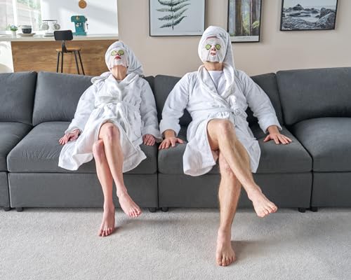 PaPaJet Modular Sectional Sofa, 114 Inches Down Filled Sectional Sofa, 3 Seater and Loveseat 2 Piece Set Couch with Chaise, Ottoman, Oversized Couch for Living Room, Grey Linen Cloud Couch