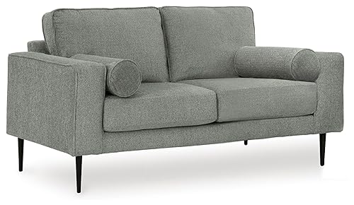 Signature Design by Ashley Hazela Casual Loveseat with 2 Bolster Pillows, Gray
