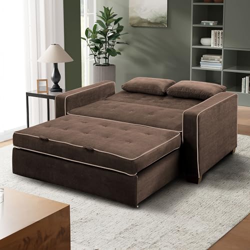 Serta Ainsley Loveseat with Pull Out Sleeper Microfiber Java Queen