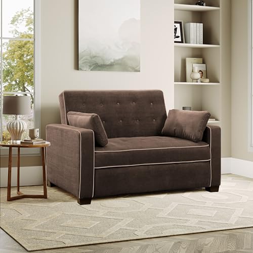 Serta Ainsley Loveseat with Pull Out Sleeper Microfiber Java Queen