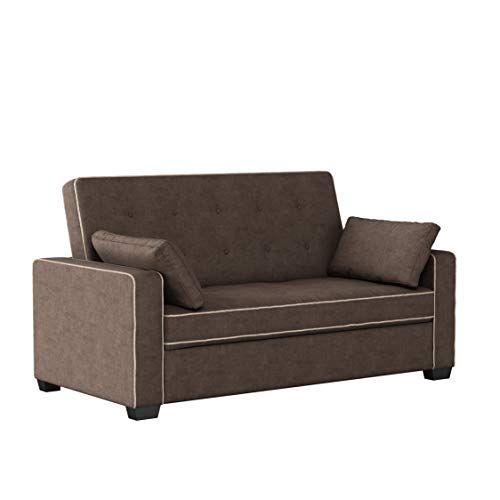 Serta Ainsley Loveseat with Pull Out Sleeper Microfiber Java Queen