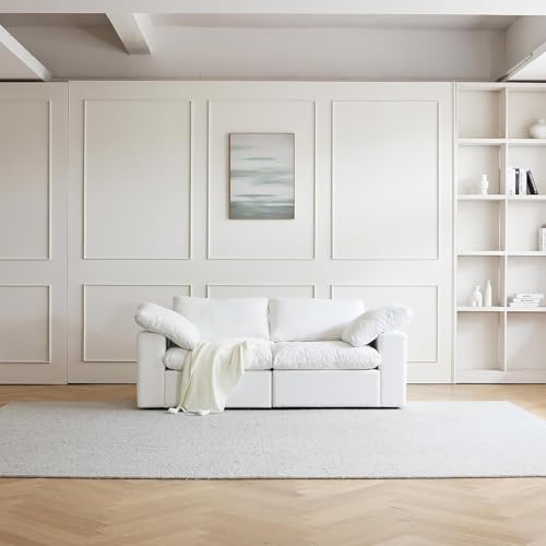 JACH Modular Sectional Couches for Living Room, Modern Convertible Couch, Love Seat Sofas, Cushion Covers Removable, Comfy Sectional Sofa Couch for Living Room Apartment (White)