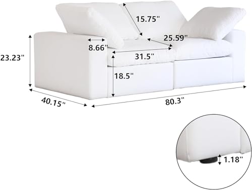 JACH Modular Sectional Couches for Living Room, Modern Convertible Couch, Love Seat Sofas, Cushion Covers Removable, Comfy Sectional Sofa Couch for Living Room Apartment (White)