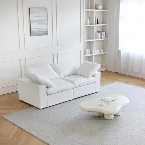 JACH Modular Sectional Couches for Living Room, Modern Convertible Couch, Love Seat Sofas, Cushion Covers Removable, Comfy Sectional Sofa Couch for Living Room Apartment (White)